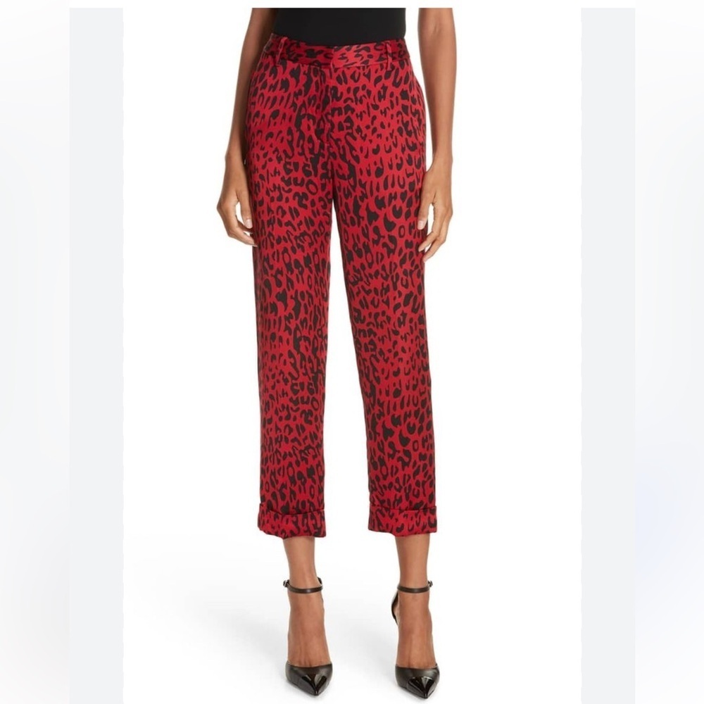Robert Rodriguez Vibrant Red Leopard Cropped Pants | 6